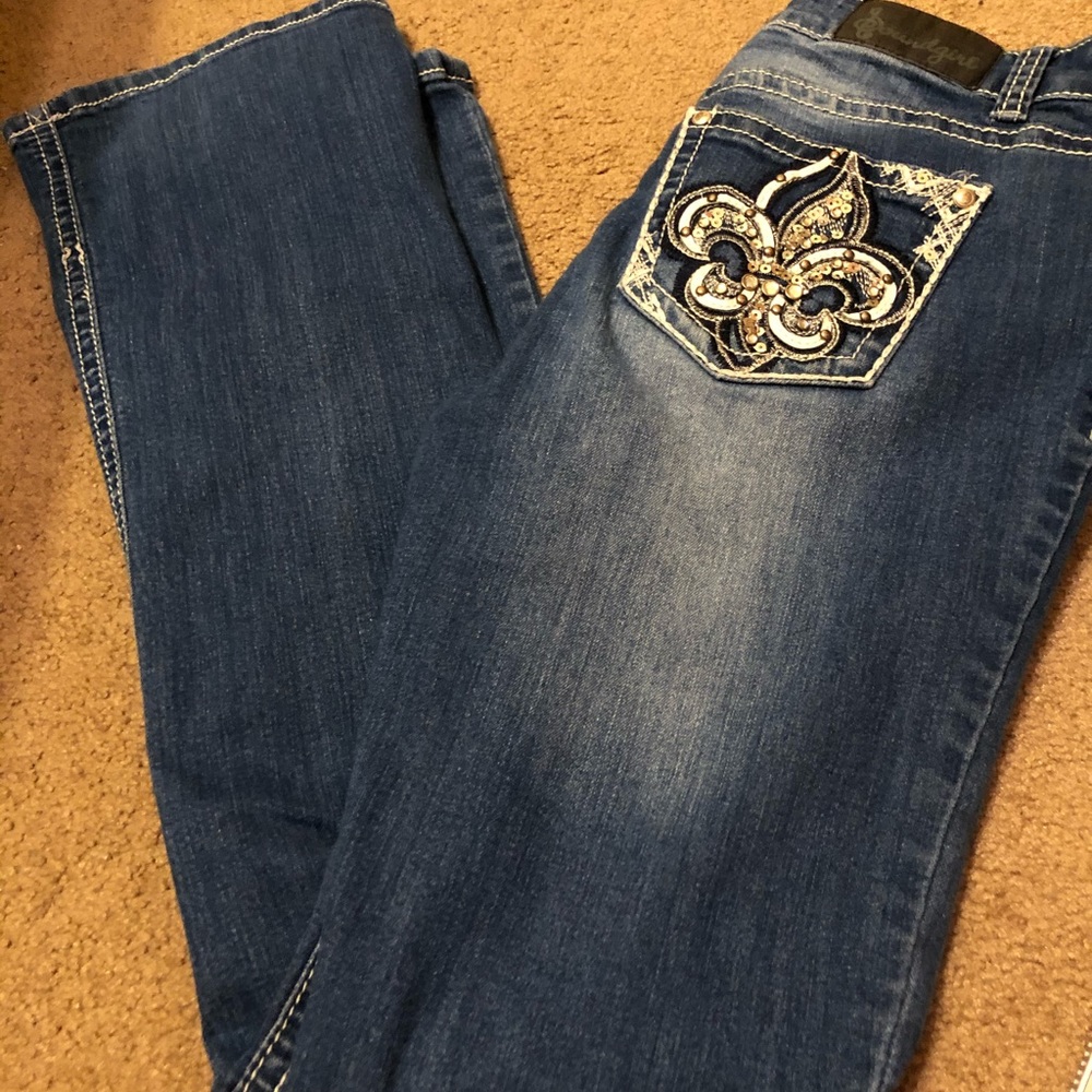 Faded blue jeans